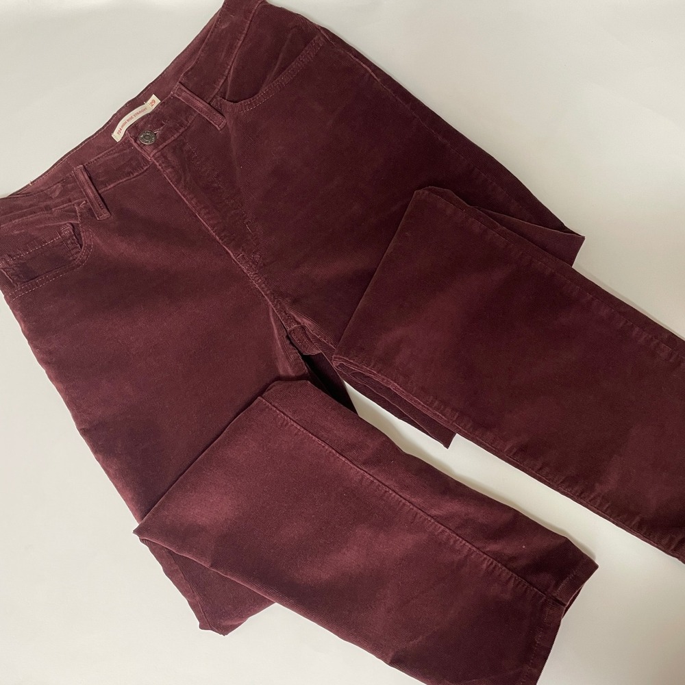 Levis 724 High Rise Straight Corduroy Pants Burgundy Maroon Fall Prep Wmns 29x30 - Picture 5 of 9